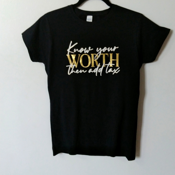 Your Worth Short Sleeve Crew Neck Black T-Shirt - Picture 2 of 4